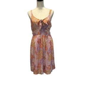 NWT Gilli Floral Tie Front Summer Floral Dress with Smocked Back Cutout – Size L